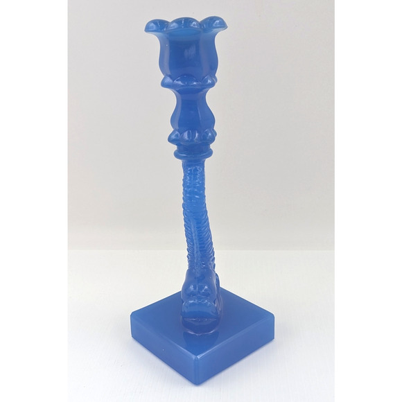 Vintage Imperial Glass Blue Dolphin Koi Fish Candlestick for MMA 10-5/8" - Picture 2 of 11
